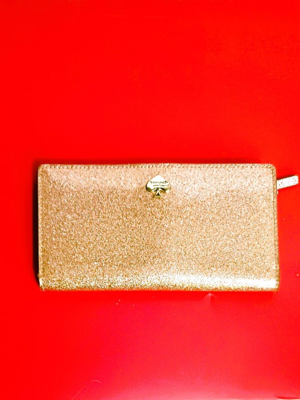 Kate Spade Glitter Bifold Wallet Gold Sparkle